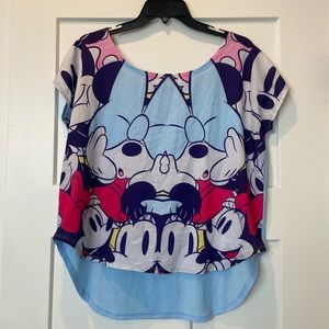 Disney Mickey Minnie Mouse casual flowy top tagged size XS but more S or M